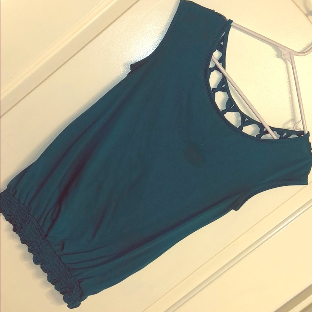 Open back blue top